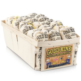 Old Fashioned Bubble Gum Candy: Fruit Flavor Chewing Gum in Individual Drawstring Bags by Espeez - Vintage Bulk Candy Packs for Parties and Special Events - Gold Mine Nugget Gum - 24 Bags