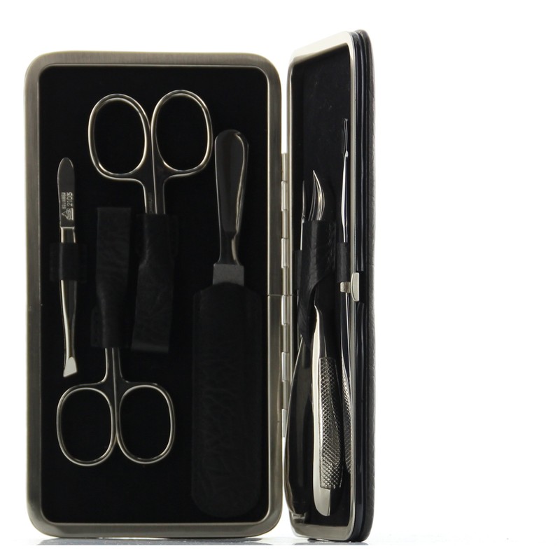ERBE Solingen Manicure Arms Case 7 Piece Set Bamboo 9088 (Black Color)