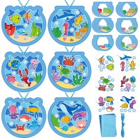 30 Sets Fishbowl Paper Crafts for Kids Summer Fish Tissue Paper Suncatchers Bulk Stained Glass Effect, Make Your Own Sea Animal DIY Art Crafts for Kid Home Classroom Activities Party Favor, 6 Styles