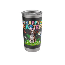 Pointing Dog Happy Easter Egg Hunt Bunny Ear Easter Sunday Stainless Steel Insulated Tumbler