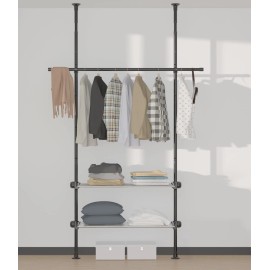 Nicecho Max 125" H Free Standing Floor to Ceiling Tension Rod Shoes Rack clothes hanging