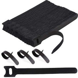 Honyear Velcro Cable Ties Black Pack of 100, 150 x 12 mm Cable Velcro Tape Resealable Nylon Velcro Cable Ties Velcro for Home Office Garden and Accessories