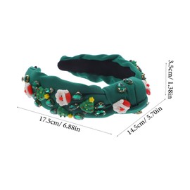 minkissy Xmas Knotted Headband for Women Christmas Twisted Hair Accessory Tree Design Decorative Wide Knot Headband for Parties and Festive Outfits