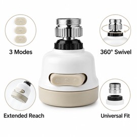 Adjustable Kitchen Sink Faucet Extension Nozzle for 3-Mode Water Flow and Easy Sink Cleaning