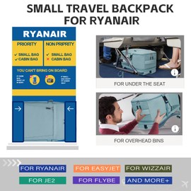 Hayayu Ryanair Hand Luggage 40 x 20 x 25 Travel Backpack Hand Luggage Aeroplane Bag Travel Backpack 20L Travel Bag for 14 Inch Laptop with Small Theft Bag