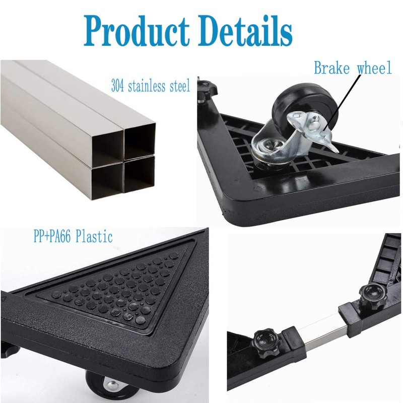 Movable Base Size Adjustable Washing Machine Base for Dryer Refrigerator