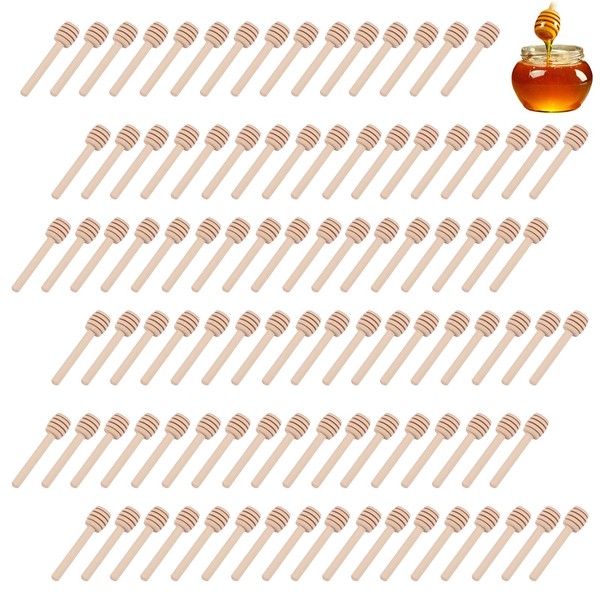 YUNYODA Pack of 100 Wooden Honey Spoons, 8 cm Long,