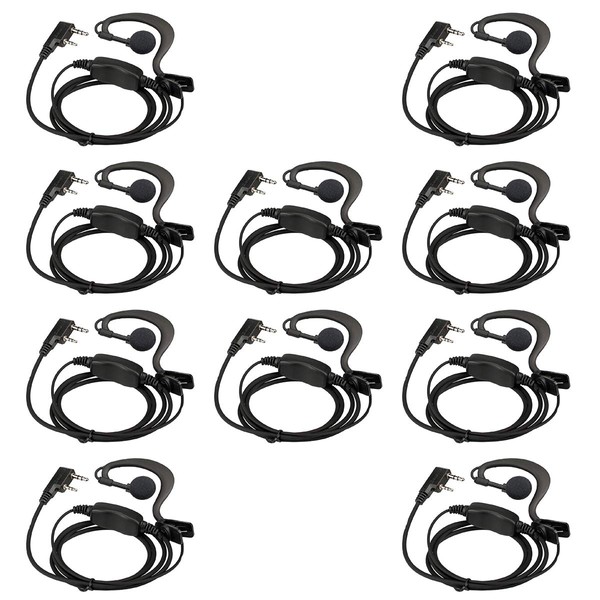 Case of 10,Retevis Two Way Radio Earpiece with Mic Single Wire Earhook Headset for Baofeng BF-888S UV-5R Retevis H-777 RT22 Arcshell AR-5 Walkie Talkies