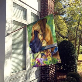 Caroline's Treasures 7311CHF Great Dane Natural Ears Fawn in Flowers Flag Canvas House Size, Large, Multicolor