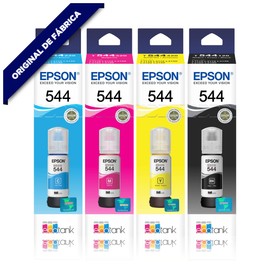 Epson. 4 Pack Botella Tinta T544 L1110 L3110 L3150 Negro, Amarillo, Magenta, Cian 260mL Numero de Parte T544420-AL T544220-AL T544320-AL T504220-AL Compatible con Equipos L3110, L3150 Linea Ecotank