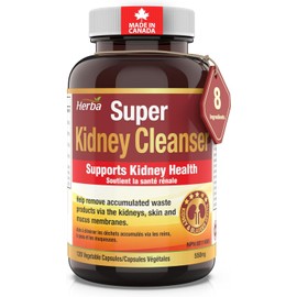 Herba Kidney Cleanse Supplement – 120 Capsules | 8 Herbal Ingredients | Astragalus Root, Uva Ursi, Burdock, Juniper Berry, Nettle Leaf, Ginger, and More | Kidney Cleanser | Made in Canada