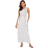 Hount Women's Pockets Swing Summer Sleeveless Striped Casual T-Shirt Dress