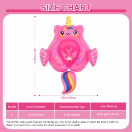 Unicorn Inflatable Baby Float with Canopy 3-6-12 Months Baby Girl Infant Toddler Baby Pool Float Baby Swimming Float Ring, Baby Inflatable Seat Swimming with Shade Canopy for 6-12-18-36 Months Pink