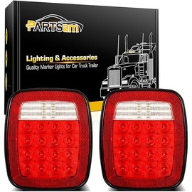 Partsam Pair 38 LED Universal Tail Brake Turn Stop License Back up Reverse Lights Rear Combination for Wrangler YJ TJ CJ Truck Trailer Boat RV,12V Stud Mounted Lamps Waterproof,Pack of 2