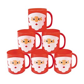 Santa Face Mugs for Christmas (Set of 12 Plastic Cups) Holiday Party Supplies