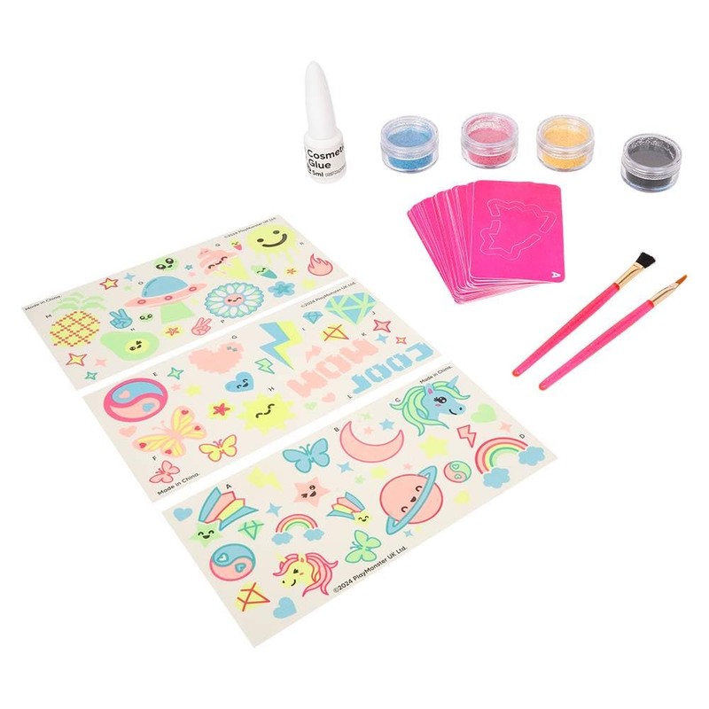 FabLab 24704 Glow in The Dark Glitter Tattoos Kit, Multi,