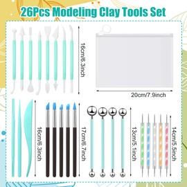 Pottery Modelling Tool Set, 26 Pieces Clay Tools with Storage Bag, Polymer Clay Tools, Sculpting Tools for Potters Artists, Modelling Clay Tool, Clay Potter Tool for Children