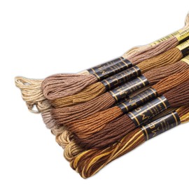 UMC STAG 12 Pieces Brown Tones | Premium Embroidery Thread | Egyptian Cotton Premium Skeins | Cross Stitch Embroidery Floss | Oeko TEX Certified Stranded Cotton (Brown Tones)