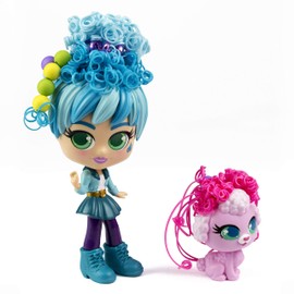 Curligirls Curli Girls 82086 Beauty Set by Silverlit, Hairdressing Dolls, Magic Hair, Includes Accessories, Doll 15 cm, Pet 6 cm, Colourful, from 3 Years