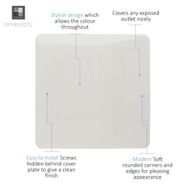 Trendi Artistic Modern Glossy Tactile Single Blanking Plate White ART-BLKWH