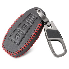 OTMIK Leather Car Smart Key Protector Case Cover Key Bag Key Ring for Suzuki Vitara Swift Ignis Kizashi SX4 Baleno Ertiga Key Shell Accessories, black