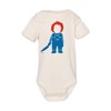 Baffle Chuckie Inspired Nineties Baby Bodysuit, Horror Onesie (Grey Long