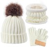 Kids Winter Knit Beanie Hat Scarf and Gloves Set for