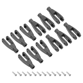 sourcing map 12Pcs Nylon Clevis M2 Thread Linkage 2mm End with Screws Fixing Wings for RC Airplane Car Helicopter Model Replacements,Black