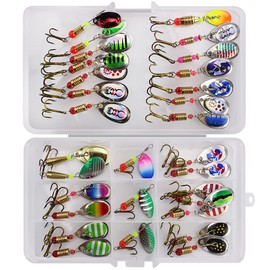 JasCherry Metal Fishing Lures Spinner Baits Fish Treble Hooks Tackle Trout Bass Salmon, Great for both Freshwater and Saltwater
