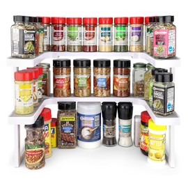 Spicy Shelf Deluxe - Expandable 2 Tiered Spice Rack Organizer for Cabinet & Pantry - Kitchen Seasoning Organizer - Cabinet Spice Racks for Inside Cabinets
