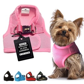 Snazzi Pet Snazzi Pet Soft No Pull Adjustable Comfy Step in Dog Vest Harness for Tiny XXS XS Small Med Dogs Cats 2-20 lbs Teacup Mini Toy Puppy (Baby Pink, XS 9.5"-11.5" 2-4 lbs)