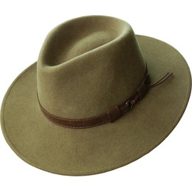 Harrys-Collection Rollable Hat with Wide Brim Brown Fabric Ribbon in 3 Colours - 59