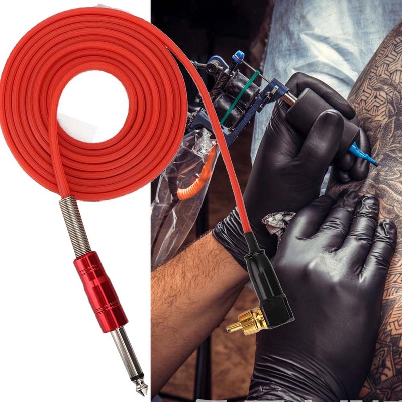 1.8m Soft Silicone Tattoo Right Angle RCA Connector Clip Cords