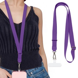 MOLOPPO Phone Lanyard - 1 Pack with 21.65 in Adjustable Neck Straps, 1 Phone Clips; Anti-Theft Crossbody Lanyard for women,Purple