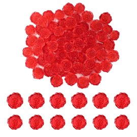FXMHEHBB Acrylic Red Rose Valentine Decorations, 75pcs Mini Rose Valentine's Day Vase Filler Ornaments for Table Decor Wedding DIY Craft