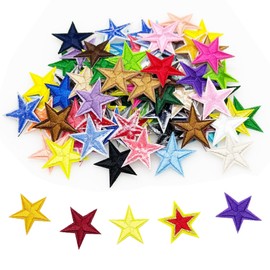 Attuslla 102 PCS Assorted Star Iron on Patches Sew on Patches Embroidered Appliques for Jeans Jackets Clothes Backpack Cap DIY Crafts Sew Making