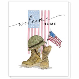 Deployment Homecoming Military Welcome Home Cards, Boot Camp Graduation Card American Flag, PCSing, Return Gifts for Deployed Soldiers, Active Duty Greeting from Family, Spouse, Friend, Motivational