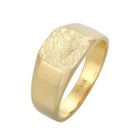 Kuzzoi 0603652321 Men's Signet Ring Square Matt in 925 Sterling Silver Gold-Plated Classic Men's Silver Ring Solid 11 mm Wide Golden Ring for Men in Ring Size 60 - 66, Sterling Silver
