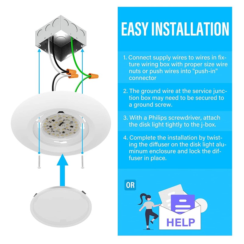 ZAGO Black 6 Inch LED Disk Light: Surface Mount Low