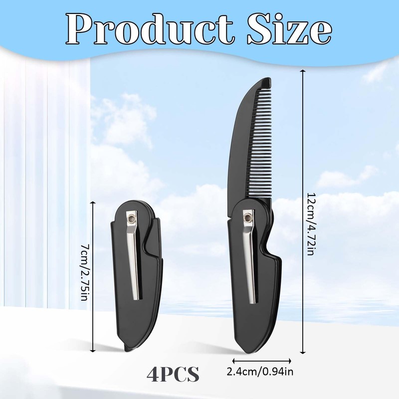4 Pack Folding Mustache Comb Portable Beard Comb Fine Teeth
