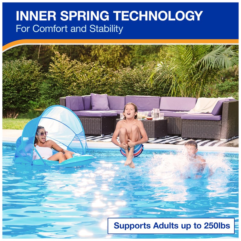 SwimWays Spring Float Premium Recliner with Canopy, Pool Lounger for