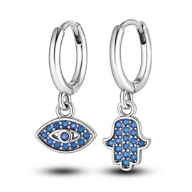 Parmuz Drop/Dangle Earrings for Women 925 Sterling Silver Earrings Hanging Modern Boho Lightweight Statement Boho Evil Eye Star Moon Love Huggie Earrings Jewellery Gift, Cubic Zirconia, Cubic Zirconia