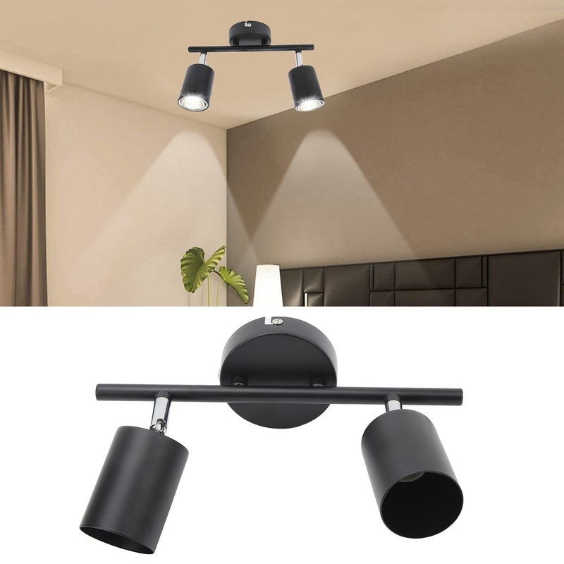 LED Track Light Kit 2 Heads 10.8in Track 90 Degrees