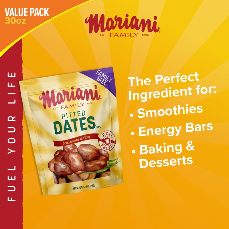 Mariani Dried Pitted Dates, 30oz Bag - Dried Dates Pitted