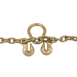 Mytee Products (2 Pack) 5/16" Grade 70 V-Chain Bridle w/RTJ Cluster Hooks & Grab Hooks - 3' Legs Transport Tow Truck Chains for Car Towing - 4700 LBS WLL - for Flatbed Trailer Wrecker Recovery