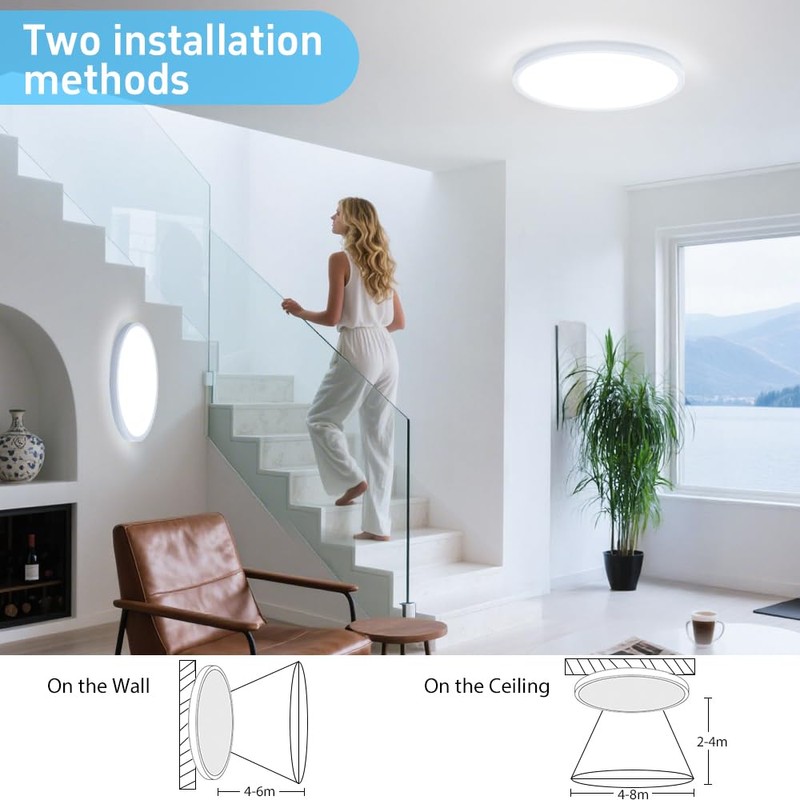 Heyseven LED Ceiling Light with Motion Sensor, 24 W 2700