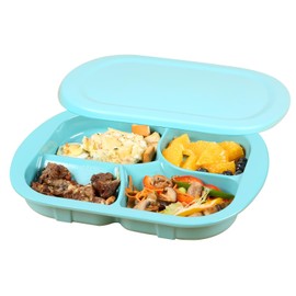 Ehucon Adaptive Utensils Plates with Extra Wall,Non-slip&Spill-proof Melamine Plate for Stroke, Tremors,Self-Feeding Dinnerware for Elderly(Melamine 4-Compartment Divided Plates with Lip)