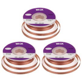 MECCANIXITY Solder Wick Braid No-Clean Desoldering Wick Braid 0.14 Inch Width 10 Feet Length for Remove the Solder Electrical Components 3 Pack