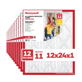 Honeywell 12x24x1 MERV 11 Allergen Reducer 11000 Electrostatic Pleated HVAC AC Furnace Air Filter (12-Pack) | Replacement Filter for Home Use | Made in USA