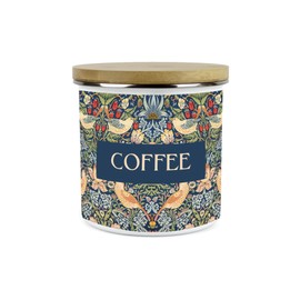 Purely Home Strawberry Thief Coffee Storage Canister - Morris Inspired Tapestry Artwork - Tea/Coffee/Sugar Enamel Hot Drinks Kitchen Container